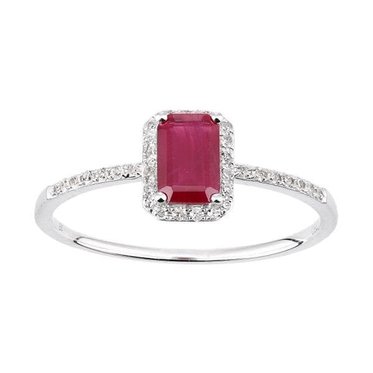 0.10ct Diamond, Ruby, 18ct White Gold Ring