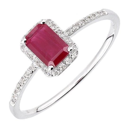 0.10ct Diamond, Ruby, 18ct White Gold Ring