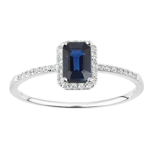 0.10ct Diamond, Sapphire, 18ct White Gold Ring