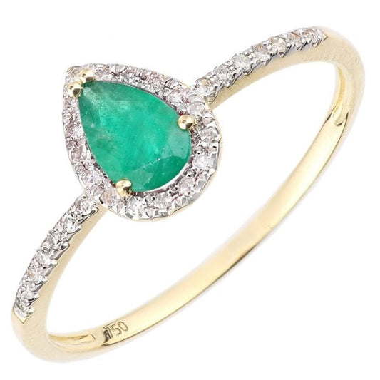 0.10ct Diamond, Emerald, 18ct Gold Ring