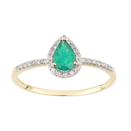 0.10ct Diamond, Emerald, 18ct Gold Ring