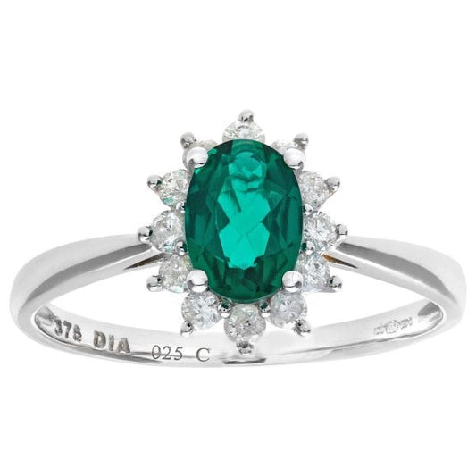 0.25ct Diamond, Emerald Ring