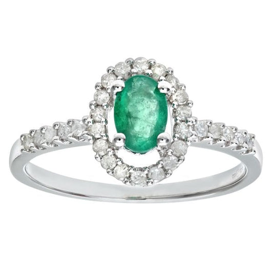 0.25ct Diamond, Emerald Ring