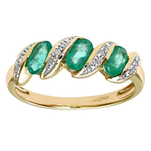 0.02ct Diamond and Emerald Ring