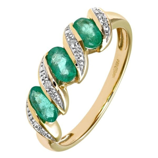 0.02ct Diamond and Emerald Ring