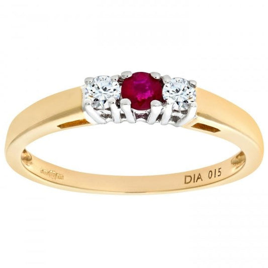 0.15ct Diamond, Ruby Ring