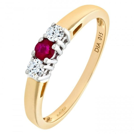 0.15ct Diamond, Ruby Ring
