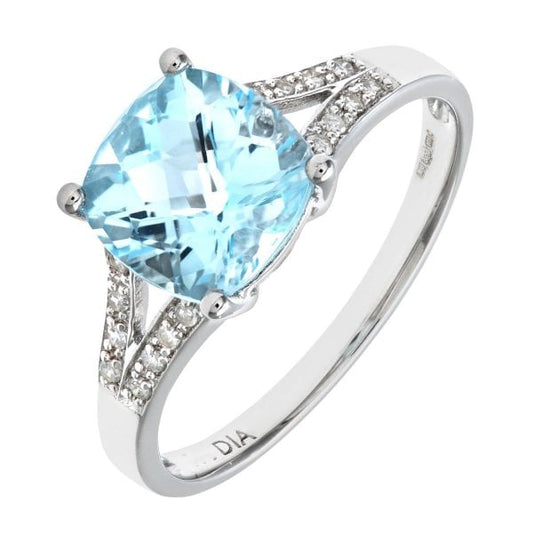 0.07ct Diamond, Blue Topaz Ring