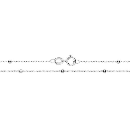 9CT WHITE GOLD FLAT TRACE + BEAD CHAIN