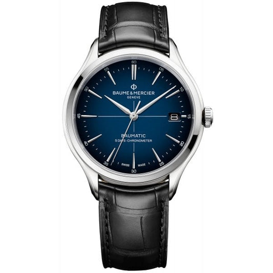 Clifton, leather watch Men, automatic, round, 40mm