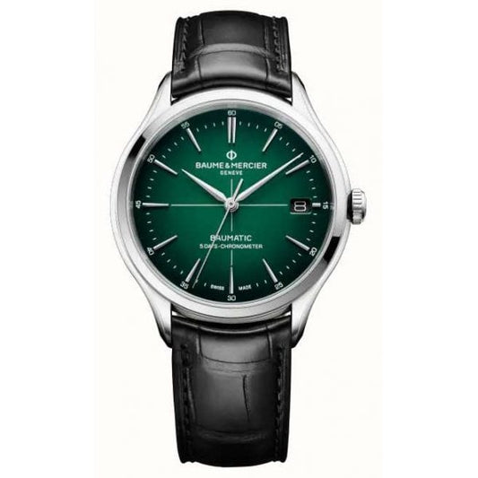 Clifton steel/leather watch Men auto round 40 mm