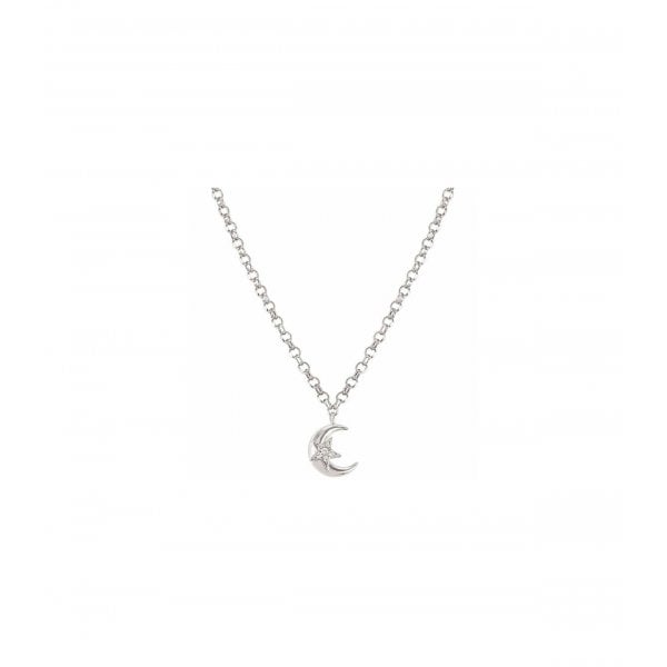 Sweetrock Cubic Zirconia Silver Moon Necklace
