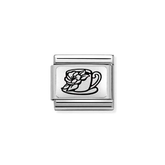 Silver Cup Flowers Charm