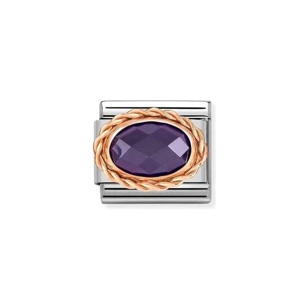 Oval Faceted Rose Gold Purple Charm