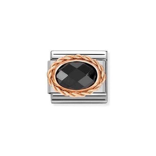 Classic Rose Gold Faceted Black CZ Charm