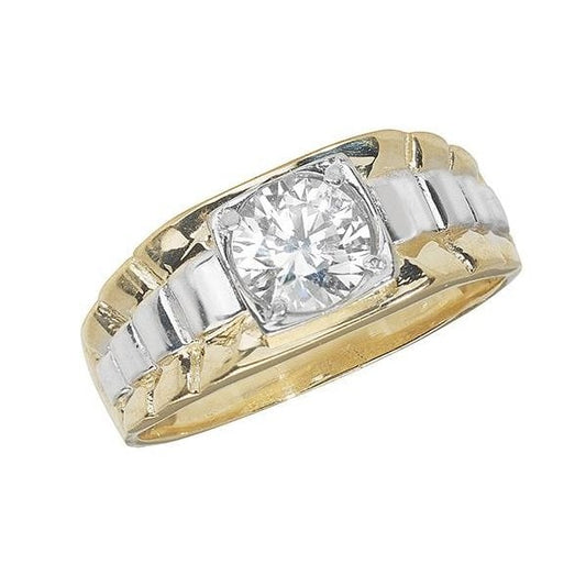 9CT YELLOW GOLD GENT'S RING - SIZE T