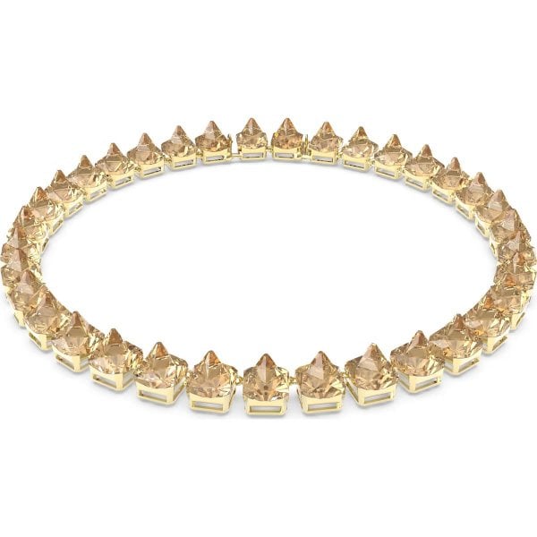 Ortyx necklace, Pyramid cut, Yellow, Gold-tone