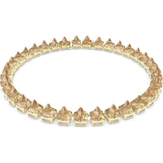 Ortyx necklace, Pyramid cut, Yellow, Gold-tone