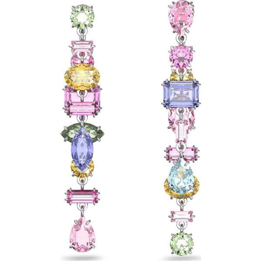 Gema drop earrings, Asymmetrical, Long Multicolor