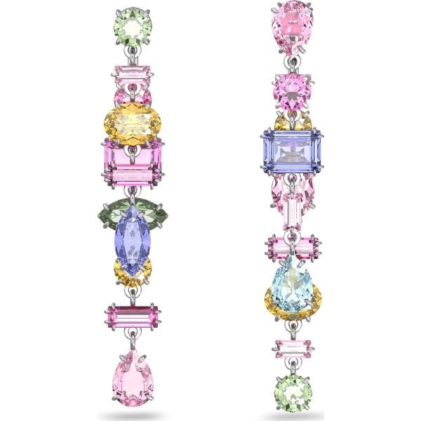 Gema drop earrings, Asymmetrical, Long Multicolor