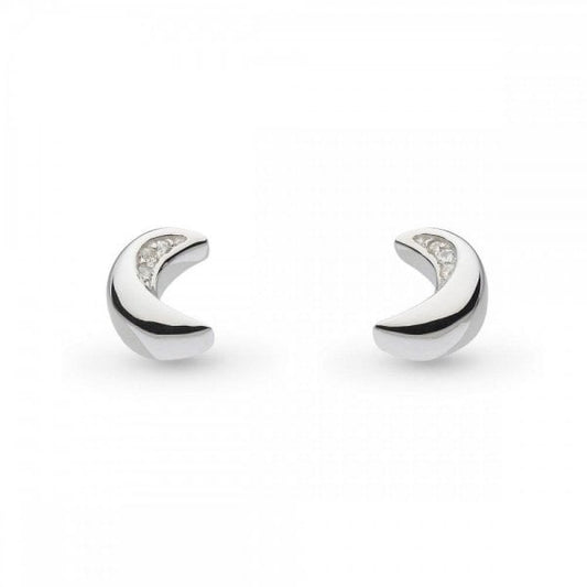 Miniature Sparkle Zirconia Mini Moon Earrings