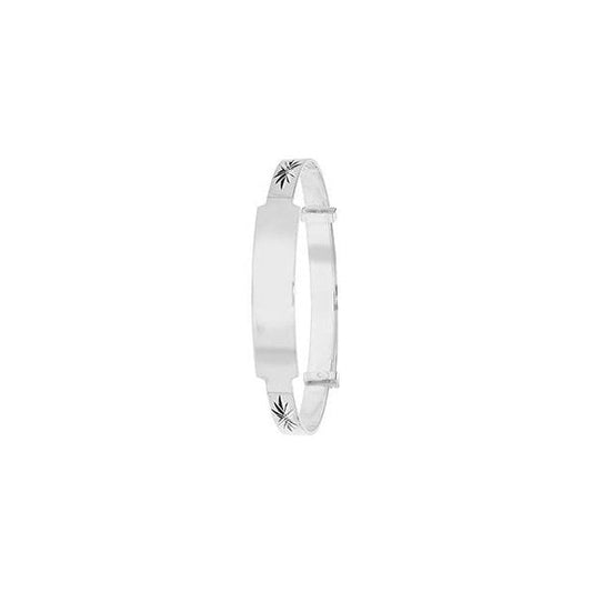 SILVER BABIES' ROUND DIA CUT ID EXPANDABLE BANGLE