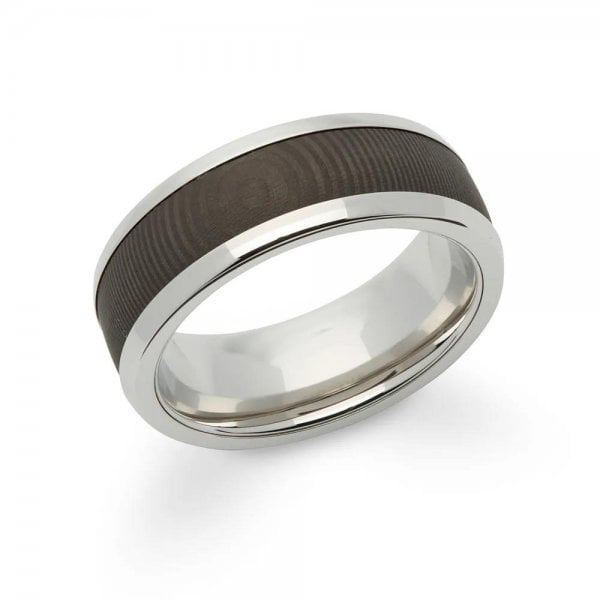 Steel Ring with Carbon Fibre 8mm - size 64 Gents