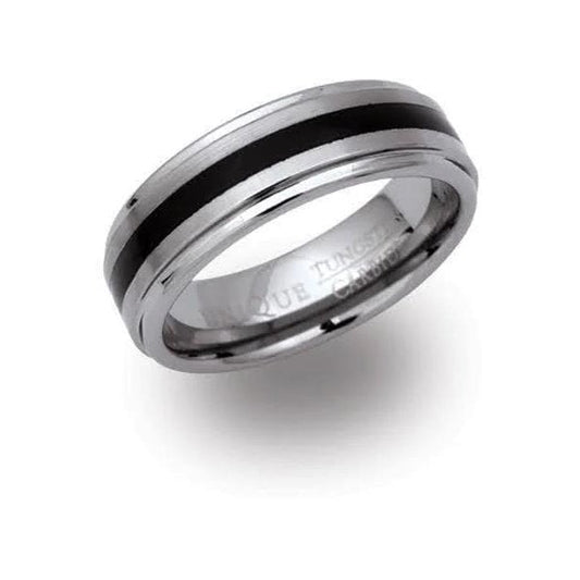 Tungsten Carbide Ring, Black Resin - Size 68 Gents