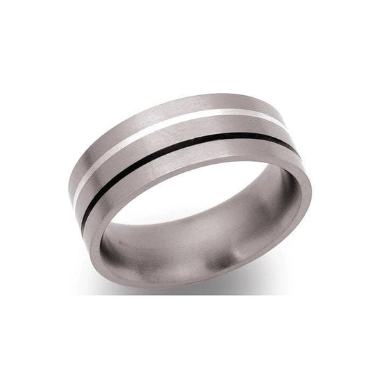 Titanium Ring 8mm with Silver - Size 62 Gents