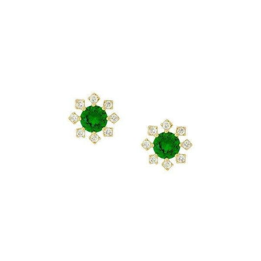 9ct Yellow Gold Earrings - Green CZ