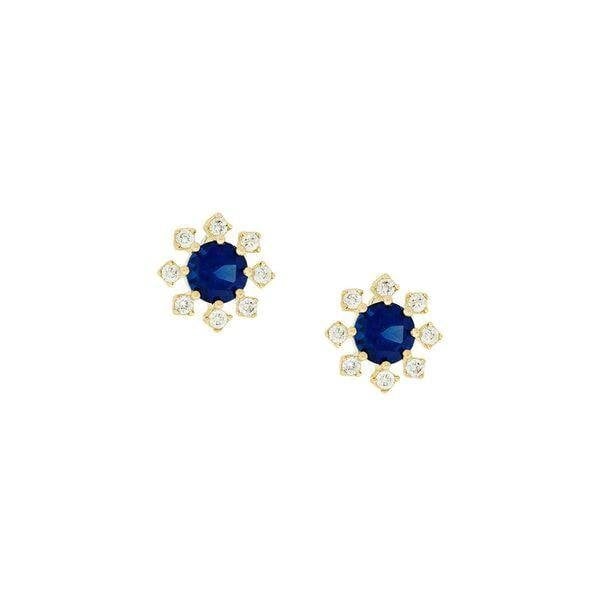 9ct Yellow Gold Earrings - Blue and White CZ