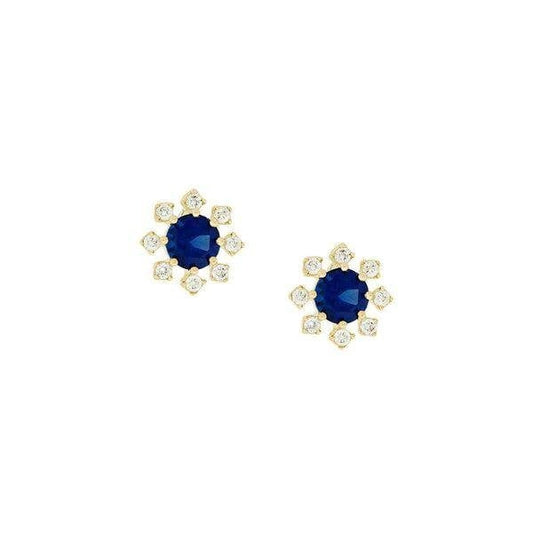 9ct Yellow Gold Earrings - Blue and White CZ
