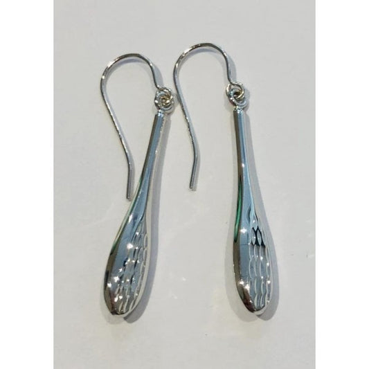 9ct White Gold Long Droppers with Engraved Bottom