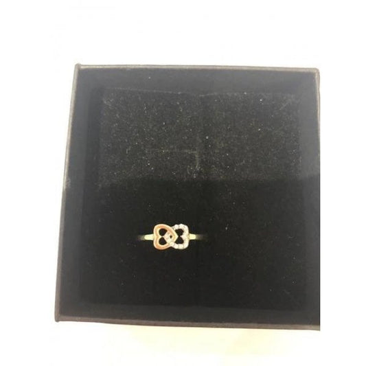 9ct Double Heart CZ Ring - Size M