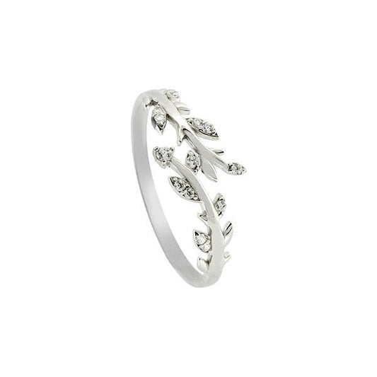 9ct White Gold CZ Floral Ring - Size O
