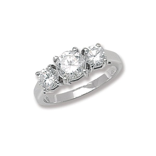 SILVER LADIES' CZ RING - SIZE M