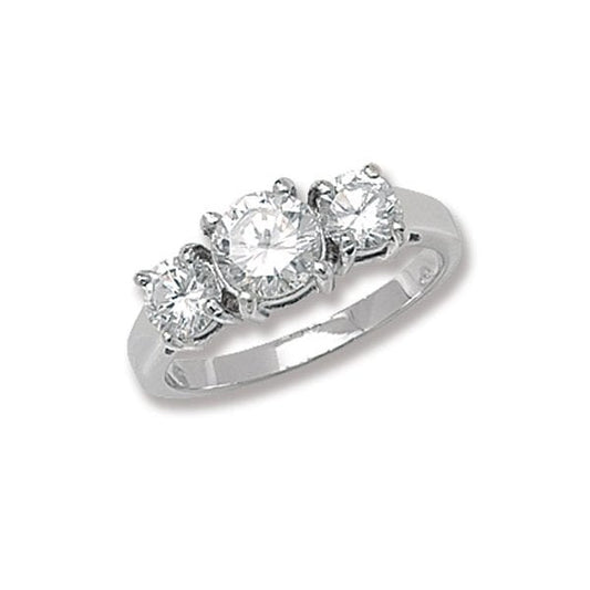 SILVER LADIES' CZ RING - SIZE M