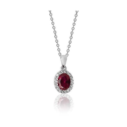Silver, Red & White Pendant & Chain - with CZ