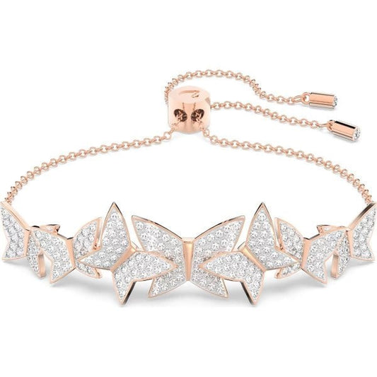 Lilia bracelet, Butterfly, White, Rose gold-tone