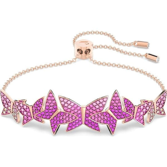 Lilia bracelet, Butterfly, Pink, Rose gold-tone