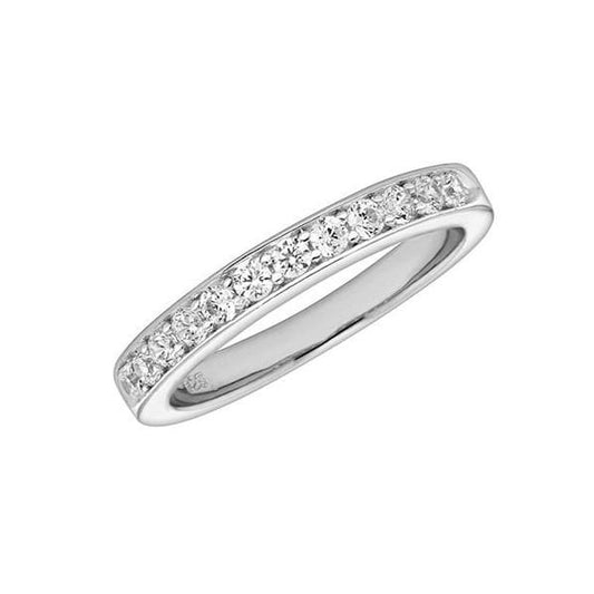 SILVER LADIES CZ RING - SIZE L