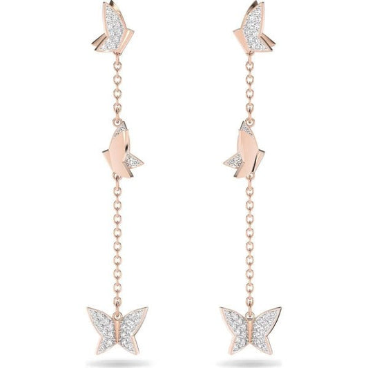 Lilia drop earrings, Butterfly, Long, White