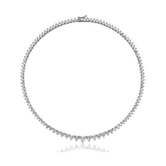 SILVER CLAW SET GRADUATED HEART SHAPE CZ NECKLACE