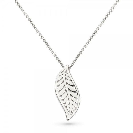 Blossom Eden Rhodium Plate Leaf 18" Necklace
