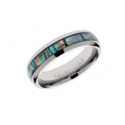 6mm Tungsten Carbide Ring with Abalone Shell