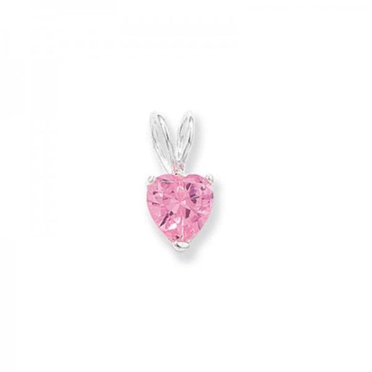 Pink CZ Heart Pendant 6x6