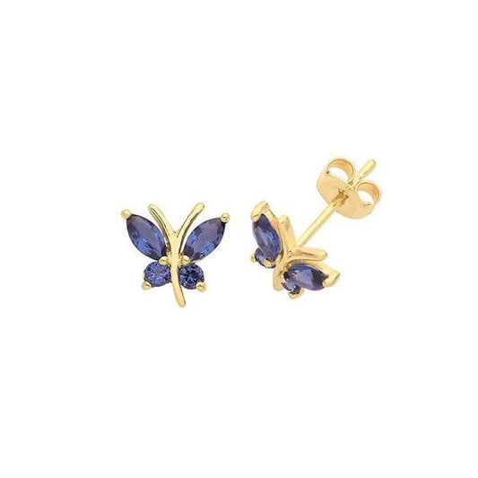 9ct Yellow Gold Butterfly Stud Earrings
