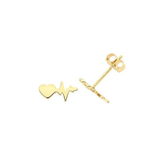 9ct Yellow Gold Heartbeat Stud