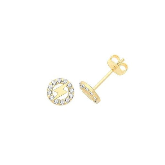 9ct Yellow Gold Lightning Bolt Studs