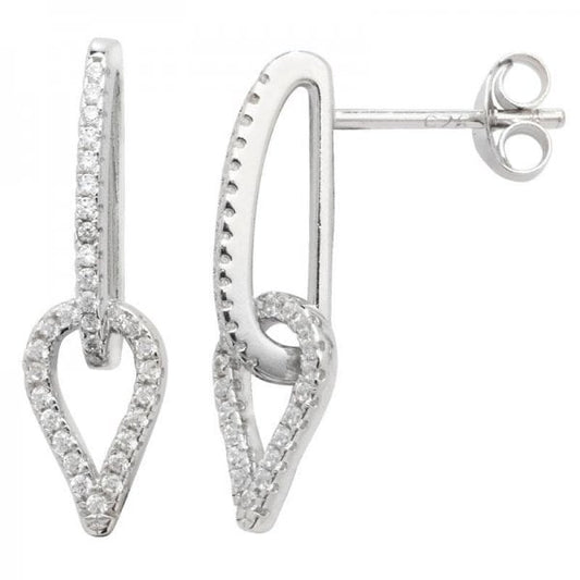 Silver CZ Drop Earrings